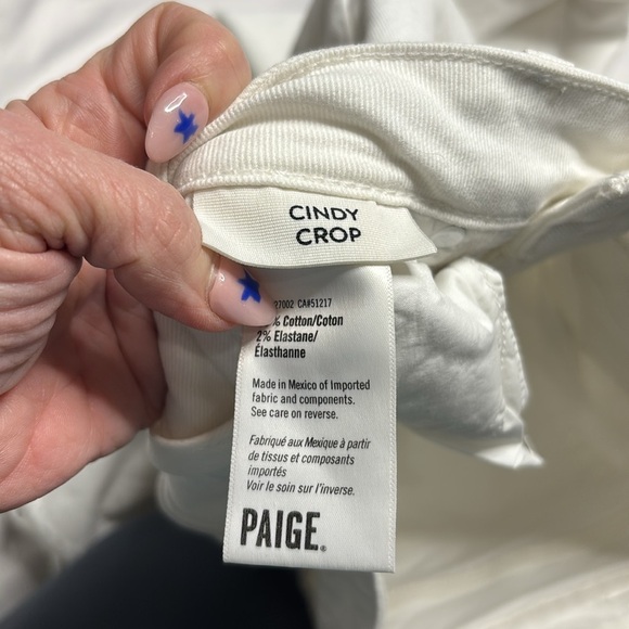 PAIGE Cindy High Rise Cropped Straight Jeans in Crisp White with Destroyed Hem - Picture 9 of 10